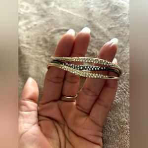 Alexis Bittar Solanales Crystals Encrusted Statement Bracelets  - Set of 3